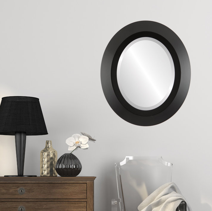 Royalton Oval Mirror, 21" H x 17" W, Matte Black