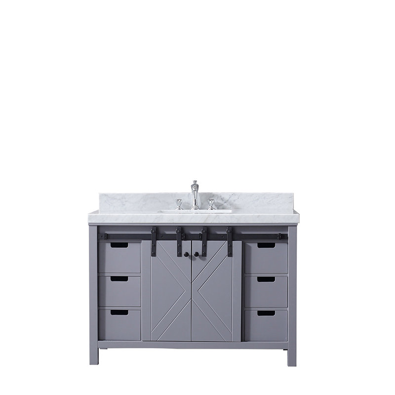 Marsyas 48" Dark Gray Single Vanity with Carrara Marble Top