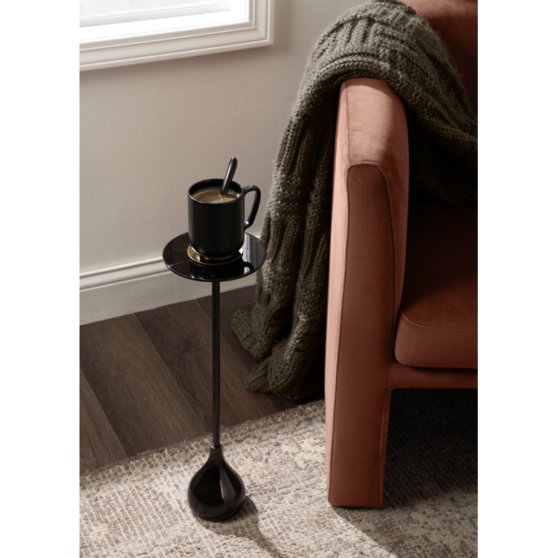 Hersi Modern Round Metal Drink Table, Brown