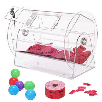 Acrylic Raffle DrumProfessional Raffle Ticket Spinning Cage with 2 Keys Transparent Lottery Spinning Drawing Holds 5000 Tickets or 200 Raffle Balls Acrylic Raffle DrumProfessional Raffle Ticket Spinning Cage with 2 Keys Transparent Lottery Spinning Drawing Holds 5000 Tickets or 200 Raffle Balls