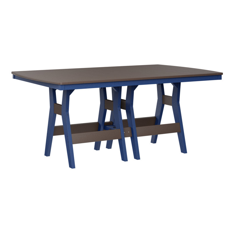 Table de bar rectangulaire 72 po Berlin Gardens Harbor, Chocolat / Brun, Bleu pacifique, H 38,87 po x l 72 po x P 44 po