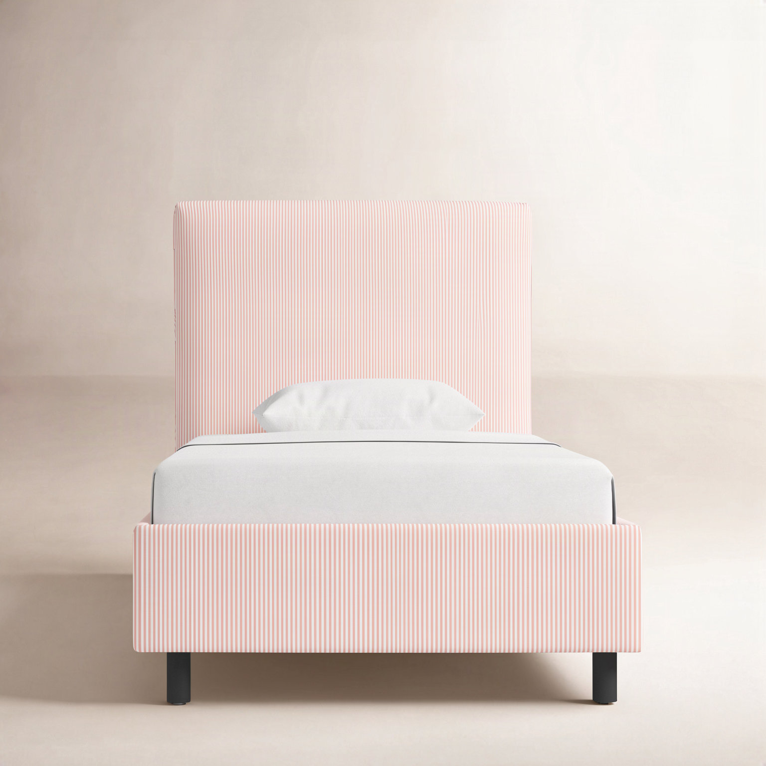 Sawyer Upholstered Platform Bed, Twin, Prep Stripe Blush