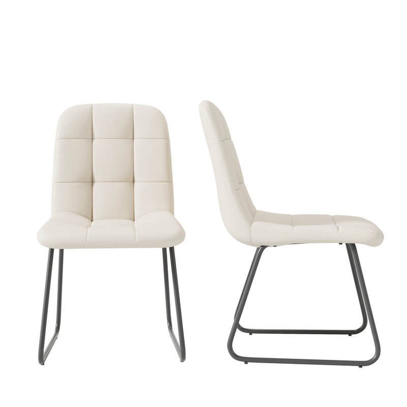 Modern Kitchen Dining Chairs, Upholstered Side Chairs (2 Chairs), 2, White