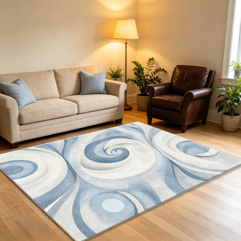 Blue Swirl Abstract carpet-easy to clean, machine-washable, soft and comfortable; suitable for door mats, kitchens, living rooms, bedrooms, corridors, and laundry areas. Easy to clean, durable carpet for home decoration.