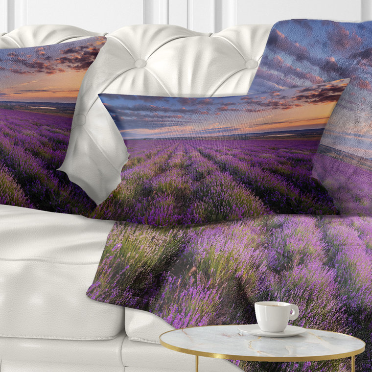 Terrain lavande foncé avec coussin lombaire nuageux