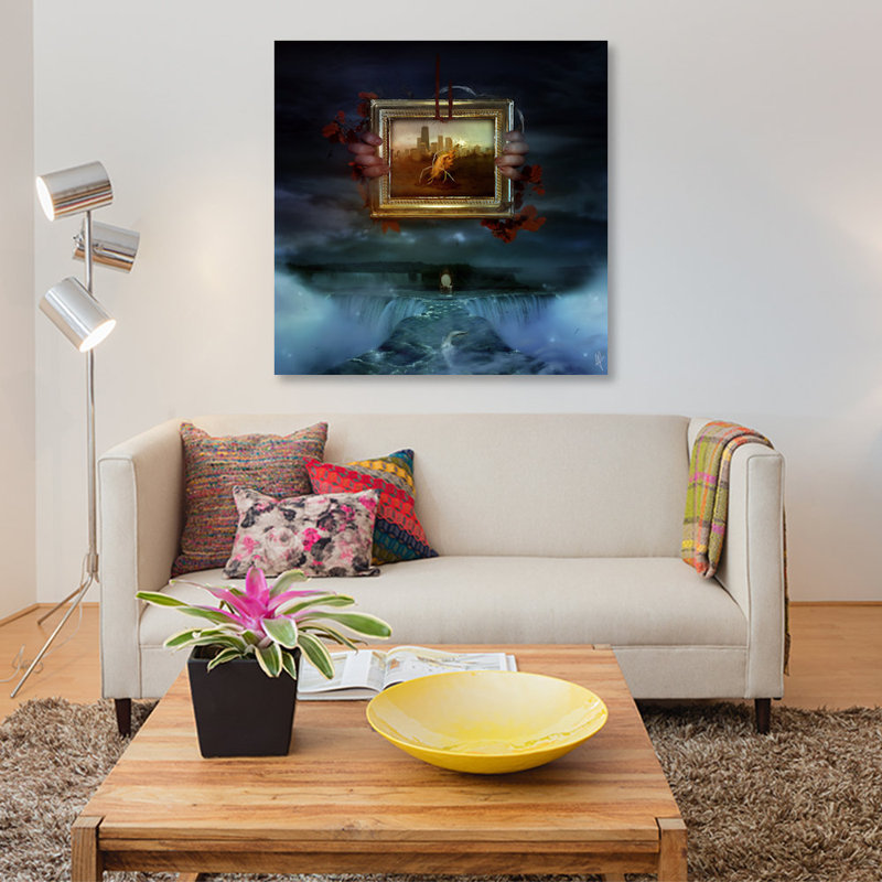 « dangereuses rêves », impression sur toile, H 37 po x l 37 po x P 1,5 po, Toile tendue, Pas de tapis