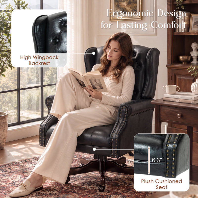 Alcott Hill® Byrant Executive Chair with Headrest, Black