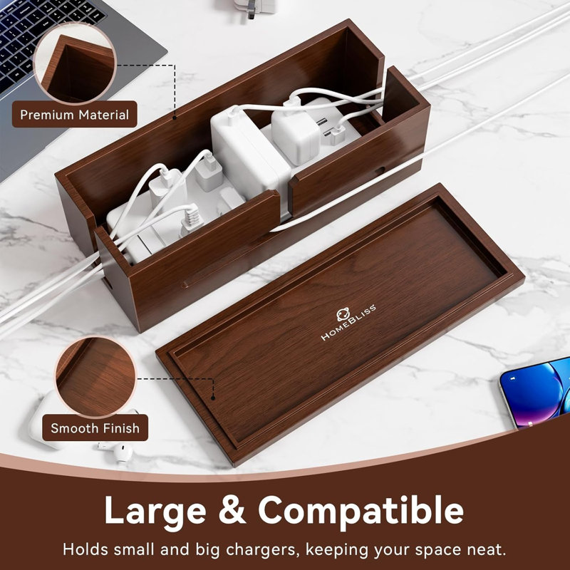 Large Cable Management Box-Stylish Wire Organizer, Wire Concealer