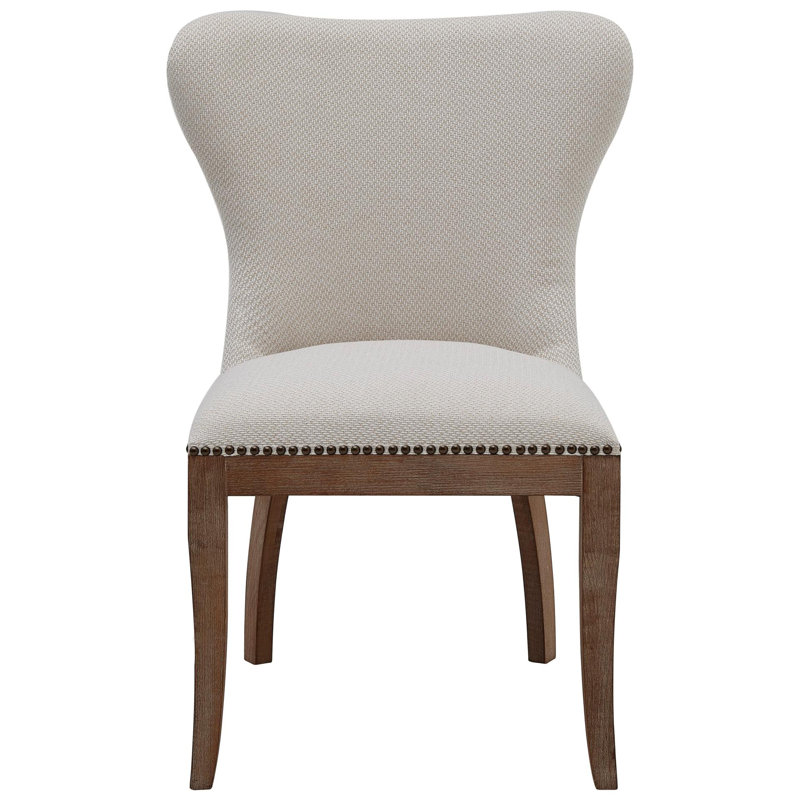 Dawley 20'' H Upholstered Side Chair, Cardiff Cream fabric , Brown