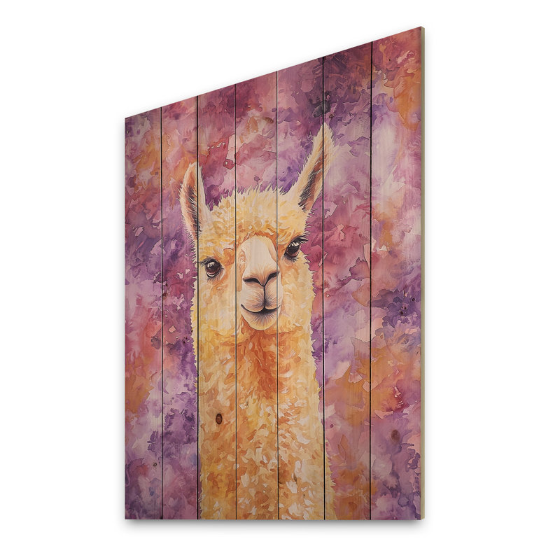 «Expressive Whispers Of Alpaca II», art mural traditionnel sur bois de pin naturel, H 32 po x l 24 po x P 0,78 po