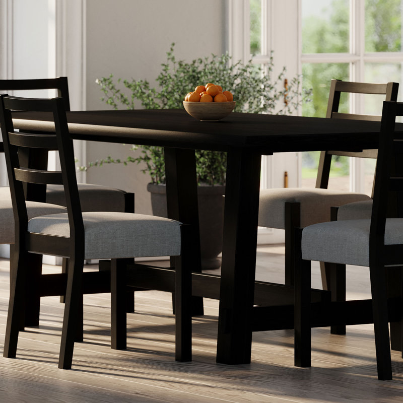 Maven Lane Yves Rustic Rectangular Wooden Dining Table in Weathered Finish, Black