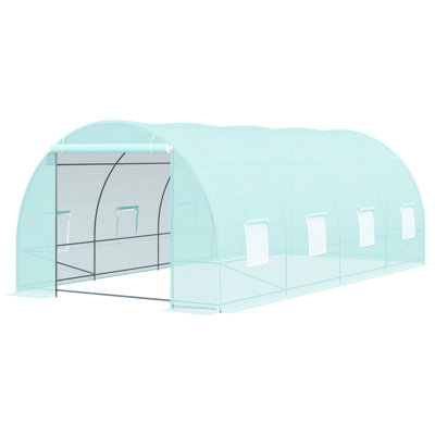 Serre de 20 pi x 10 pi 7 pi, construction en acier robuste, 8 fenêtres, accès au froid avec structure et ventilation croisée