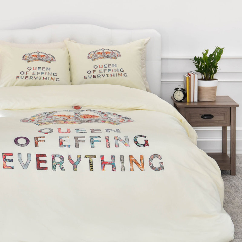 Ensemble de housse de couette Her Daily Motivation, Housse de couette pour grand lit et 2 taies décor