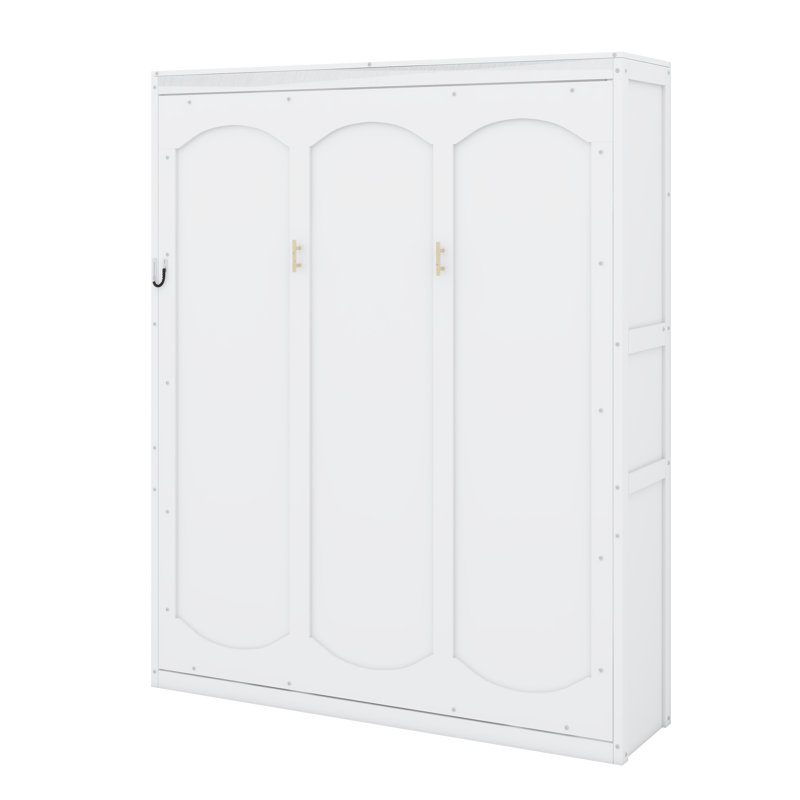 Lit pliant vertical avec tablettes latérales fonctionnelles, Blanc