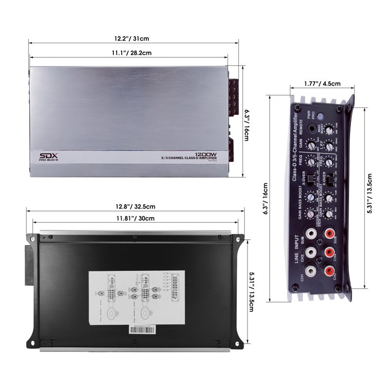 SDX Audio - Amplificateur de voiture MOSFET numérique de classe D à 5 canaux de 1200 watts
