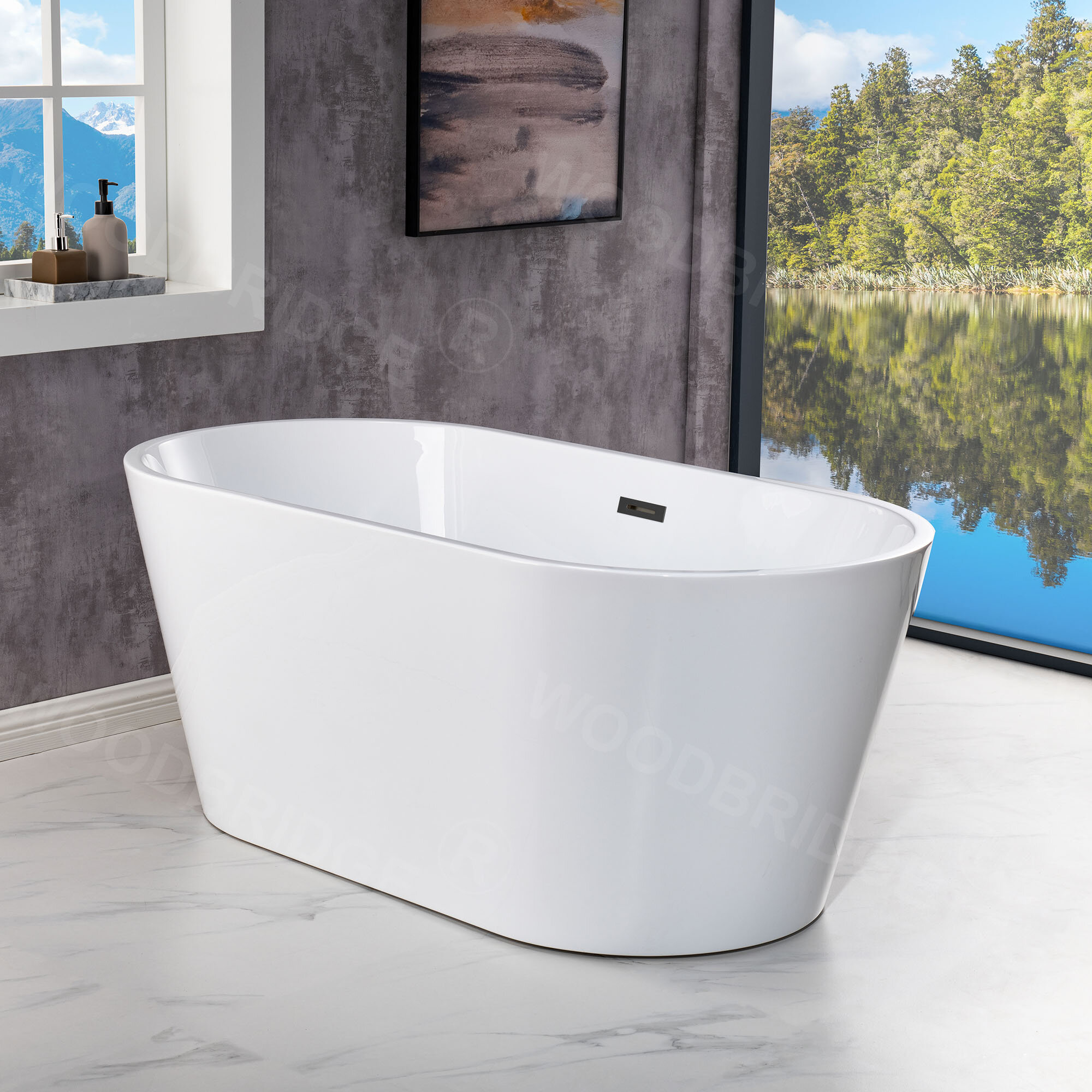 WoodBridge 54'' x 30'' Freestanding Soaking Acrylic Bathtub & Reviews ...