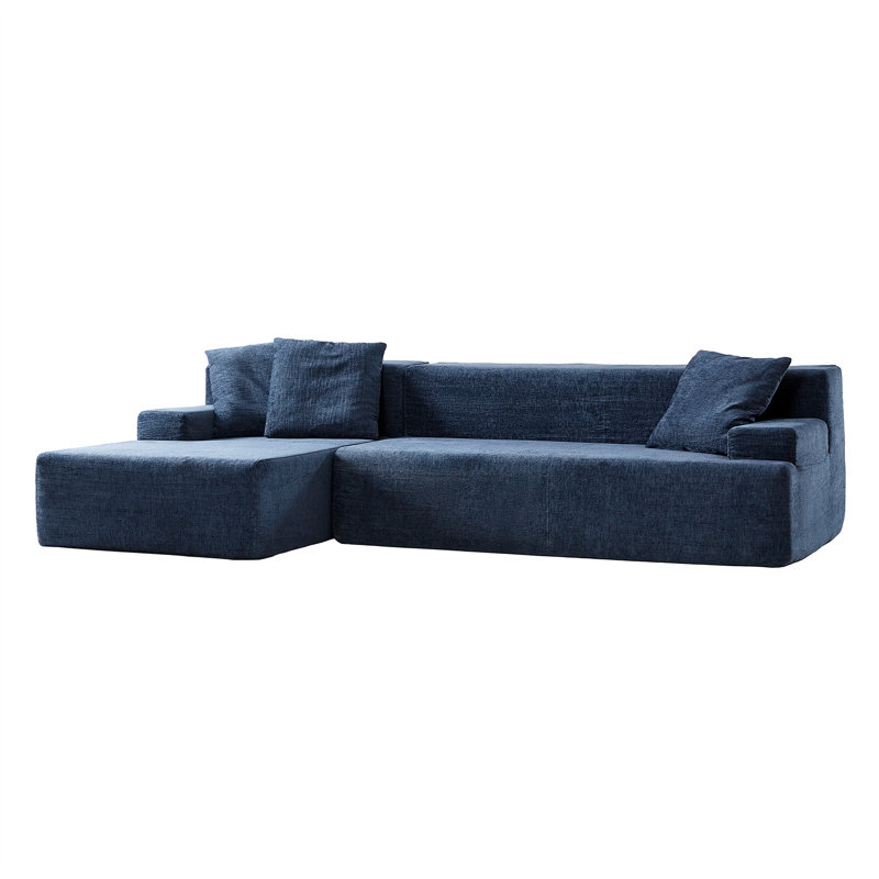 Osvaldo Modern 282 CM Wide Compressed High-Density Foam Sofa, Navy