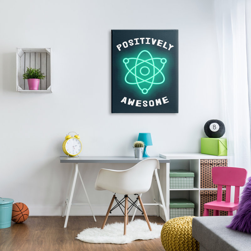 Jeu de mots «Positactive Awesome», Toile tendue, H 40 po x l 30 po