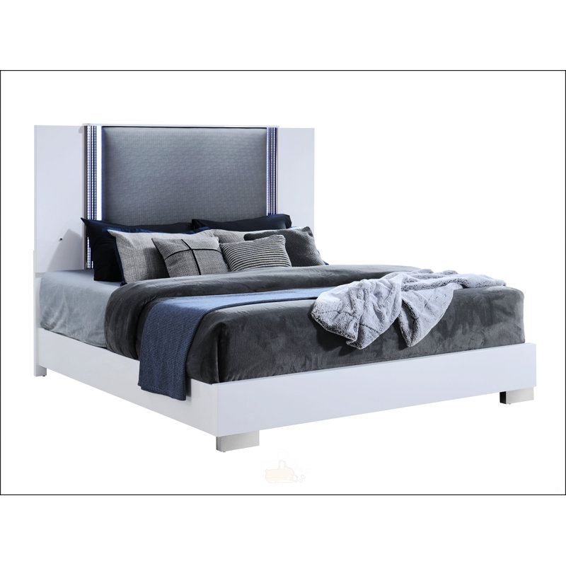 Grand lit blanc lune avec DEL Moon Smooth