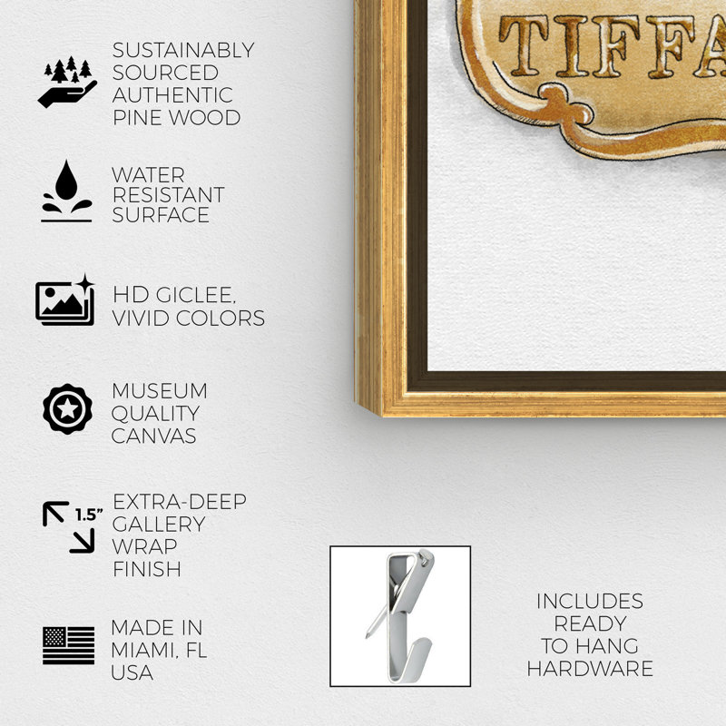 «Fashion and Glam» Tiffany Suite Luxe Road Sign - impression sur toile, H 24 po x l 24 po, Encadrement doré