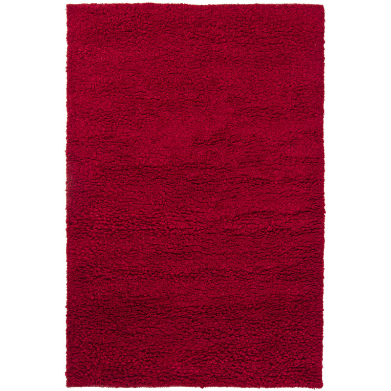 Eastwood Authentic Handmade Shag Wool Red Solid Area Rug, Rectangle 7'9" x 10'6"