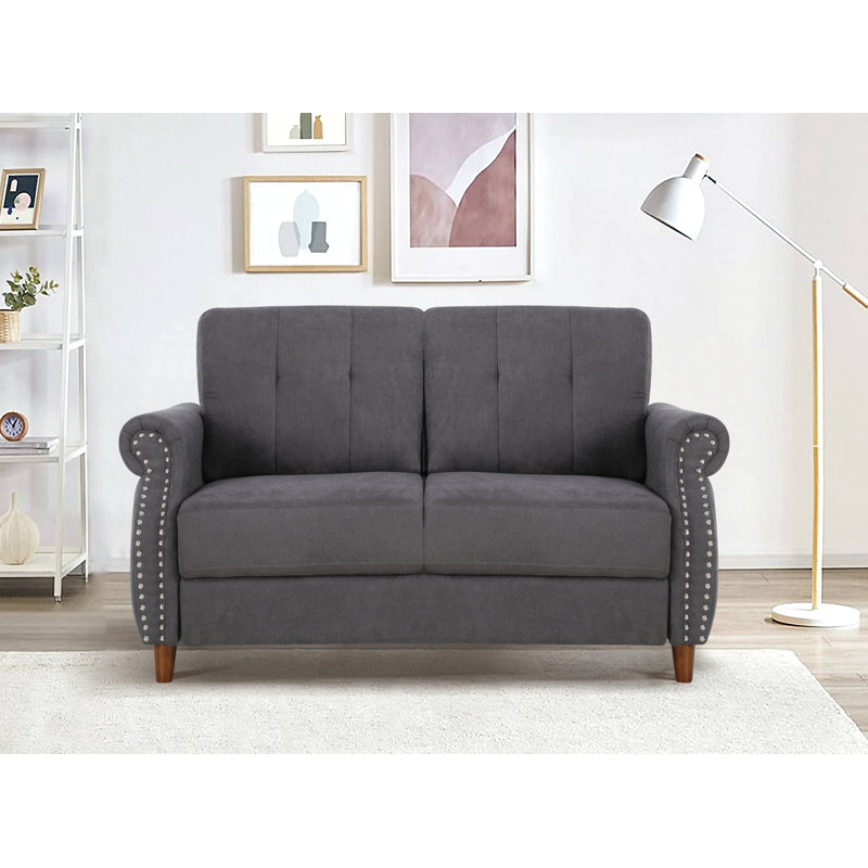 Hignite Upholstered 57.5'' Loveseat, Gray Polyester