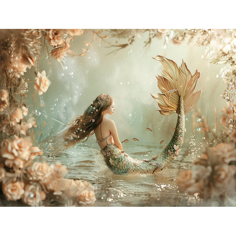 «Mermaid», reproduction d'art sur toile, H 32 po x l 32 po x P 3 po