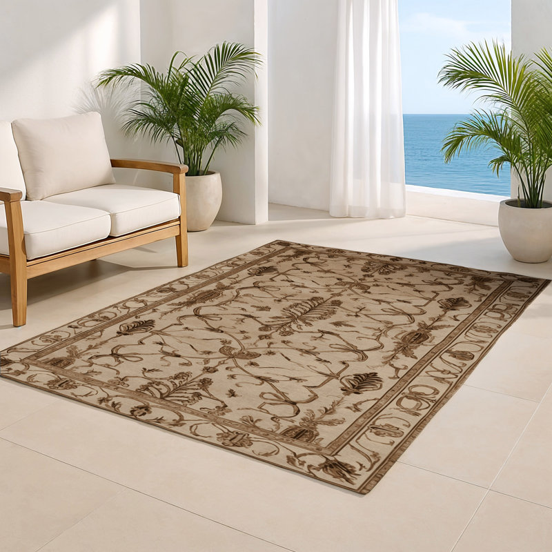 Tapis d'intérieur et d'extérieur brun français, Rectangle 9 pi x 12 pi