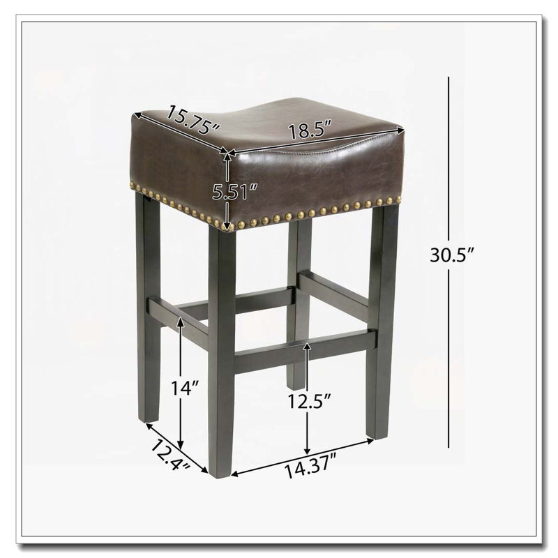 30" Backless Bonded Leather Backless Bar Stool, Brown