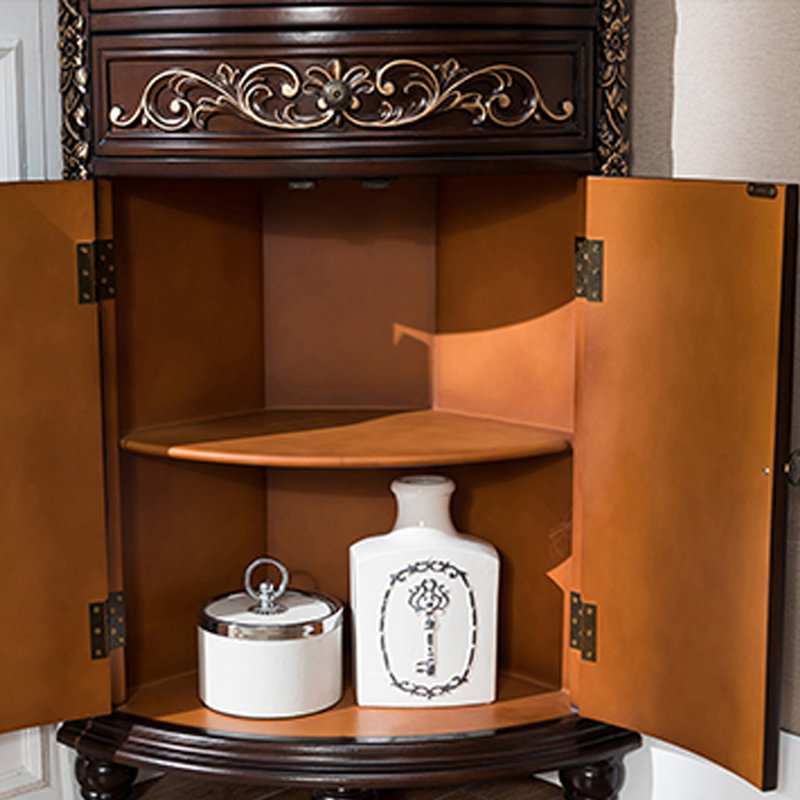 American style multi-functional corner cabinet, Nut-Brown