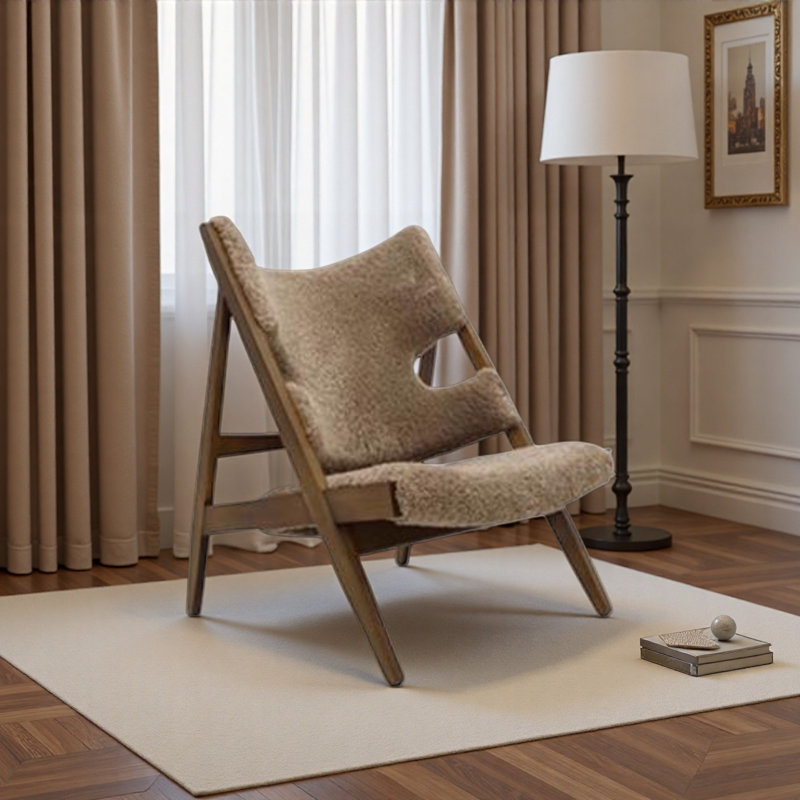Creamy Lamb Fleece Single Leisure Chair., Brown, Coffee