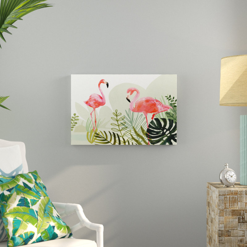 "Flamingo Forest Collection A" par Victoria Borges, reproduction d'art sur toile, H 20 po x l 30 po, Toile tendue