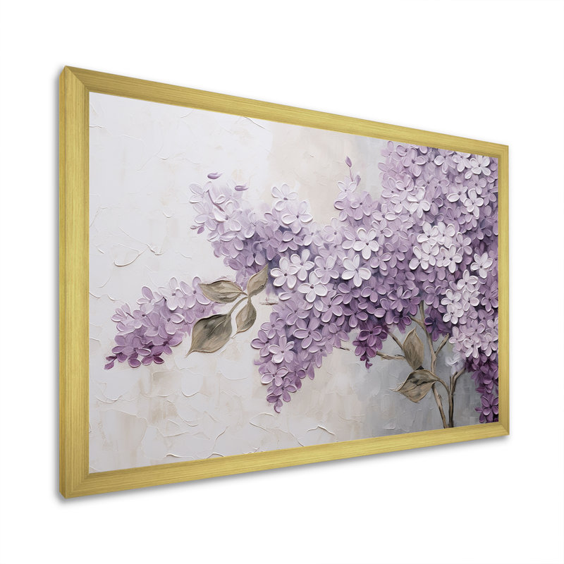Magnifique paysage de rêve lilas - décoration murale lilas, H 16 po x l 32 po, Cadre photo unique, Doré