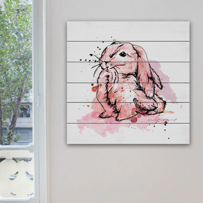 «Lapin Corail», reproduction sur bois blanc