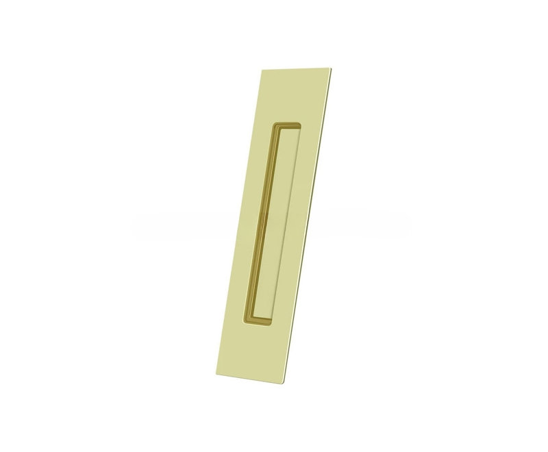 Poignée affleurante, rectangulaire, HD, 10 po x 2 1/4 po x 1/2 po, laiton massif en laiton poli, Laiton satiné