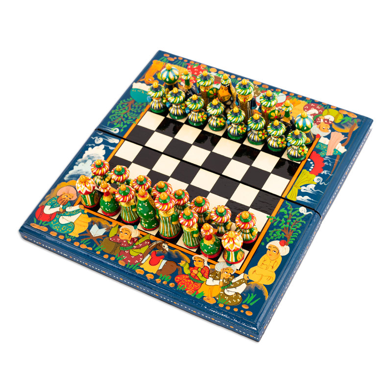 Crader World Menagerie 2 Player Wood Chess And Checkers Set