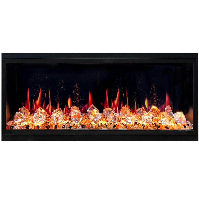 Litedeer Latitude 45" Smart Built-in Electric Fireplace (ZEF45XC) Ultra-Slim Linear Wall Fireplace with WiFi App, Multi-Color Flame, Driftwood Logs, Crushed Ice Rock Media & 1500W Heater