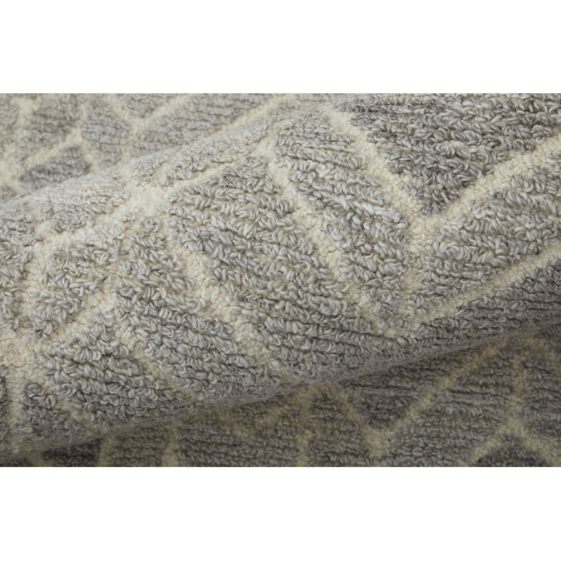 Tapis gris en laine Amirah, Rond 8 pi
