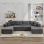 Canapé modulaire modulaire 106 po sans assemblage de salon | Velours côtelé gris ardoise-1368062134