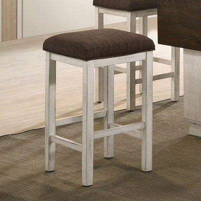 Tabouret de comptoir rustique 14,2 po Ht. (2 / CTN), blanc antique / brun foncé