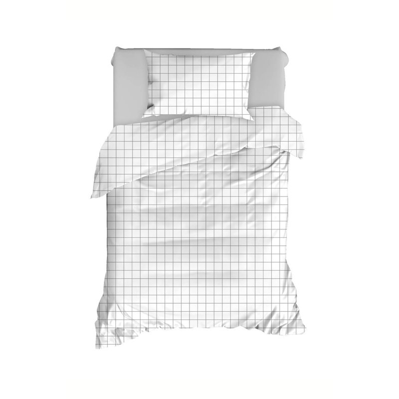 Ensemble de housse de couette 100% coton Dukie, Housse de couette 63 "x 87" + 1 taie d'oreiller st, Blanc / gris