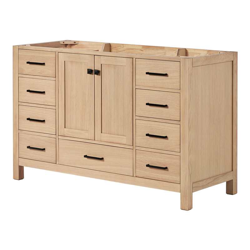 Panchuri 54'' Single Bathroom Vanity Base Only, Matte Black, Oak
