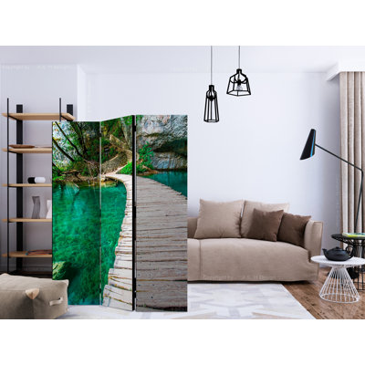 Hajrija 135cm W x 172cm H 3 - Panel Solid Wood Folding Room Divider