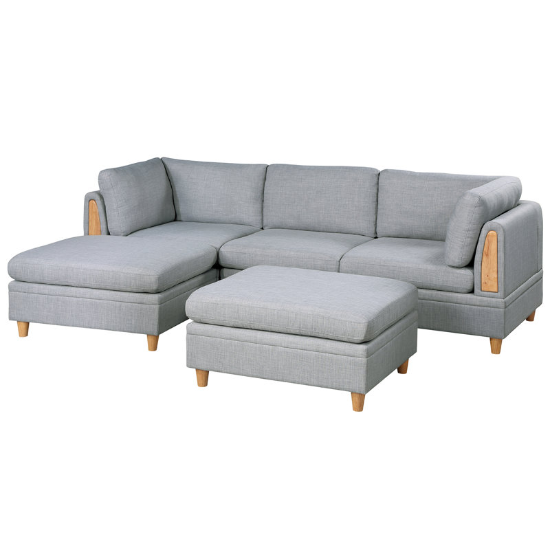 Gris délicat - 5 pièces, tissu orné, bois fabriqué 5 pièces en gris, enveloppé, fabriqué