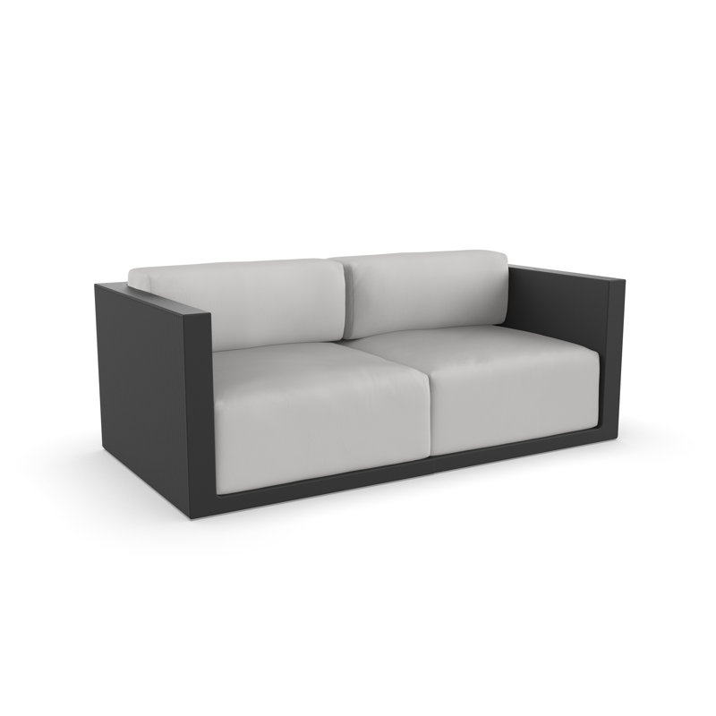 Causeuse d'extérieur avec coussins 78,5 po Gatsby, Taupe nautique, Blanc