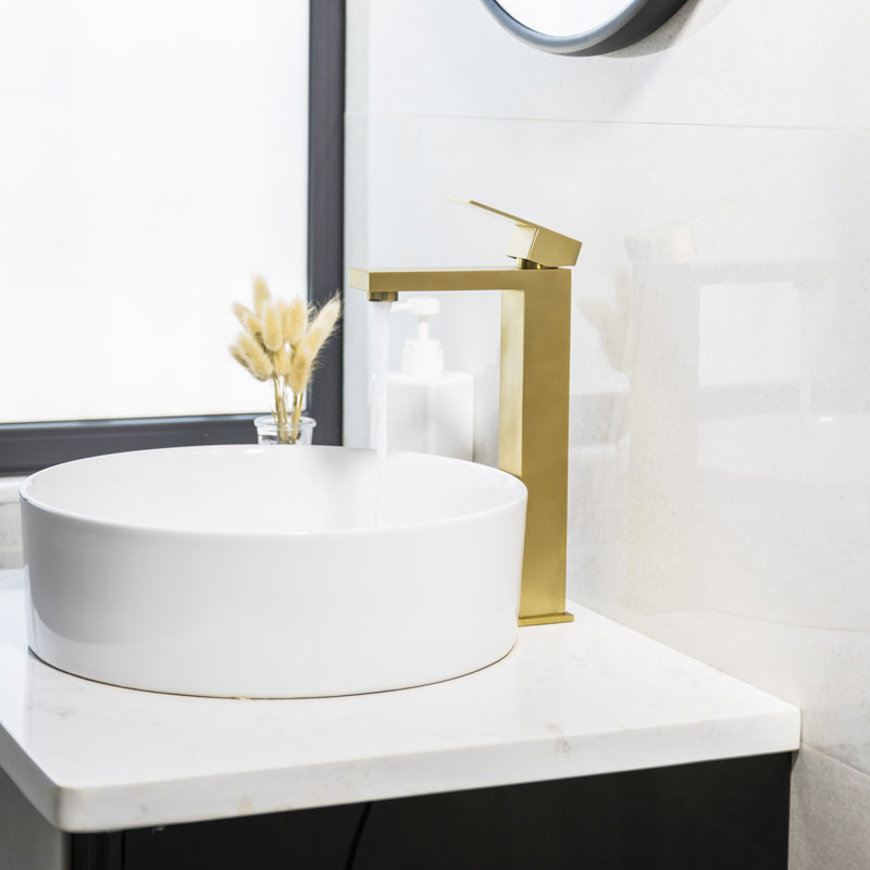 Robinet de salle de bain à poignée, Or brossé