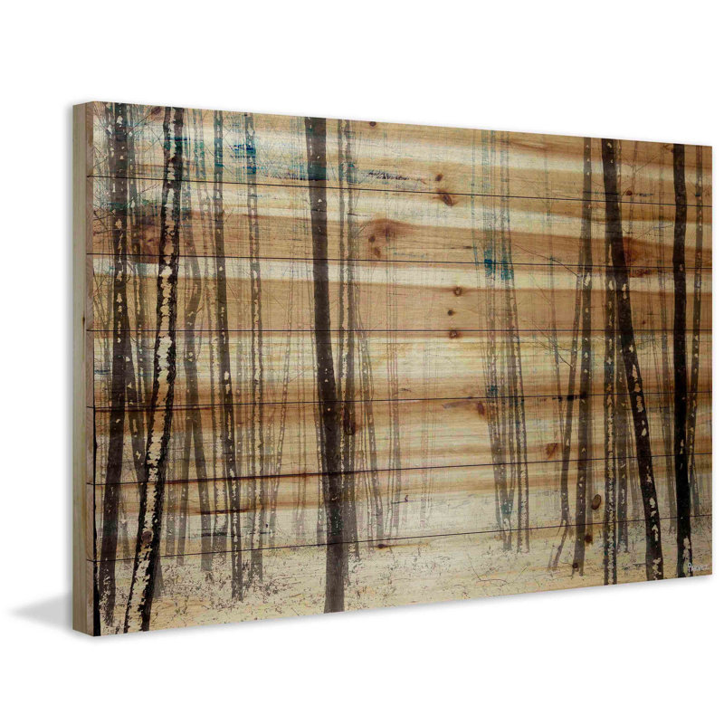 «Herakleitos Thin Trees», reproduction d'art sur bois de pin naturel, H 40 po x l 60 po x P 1,5 po