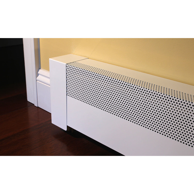 Baseboarders Basic Series Steel Easy Slip-On Baseboard Heater Cover Left Side End Cap - White