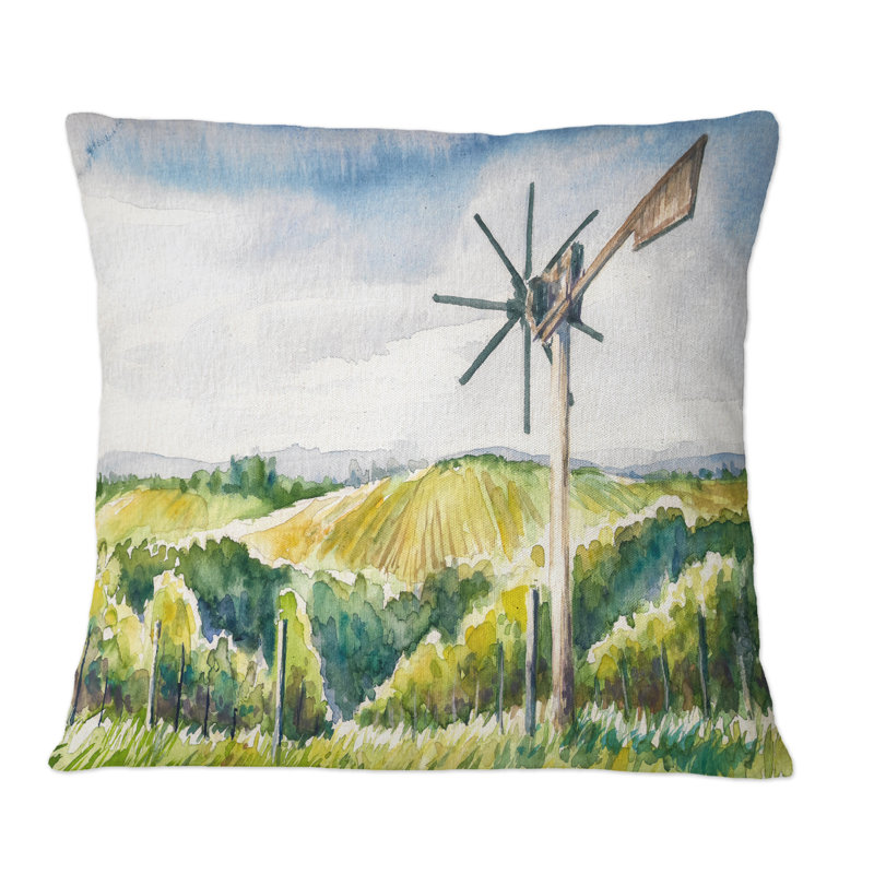 Coussin Watermill In Italian Landscape - Mission & Craftsman, 16 po x 16 po