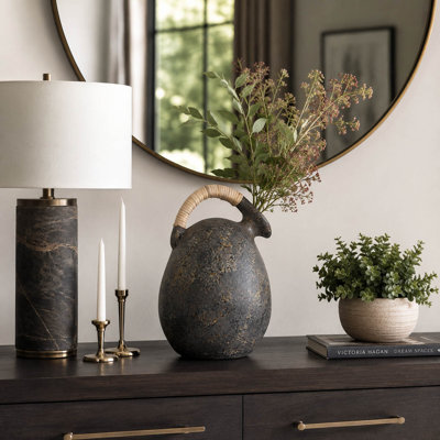Vase à fleurs en terre cuite avec poignée pour décoration intérieure - Vase haut